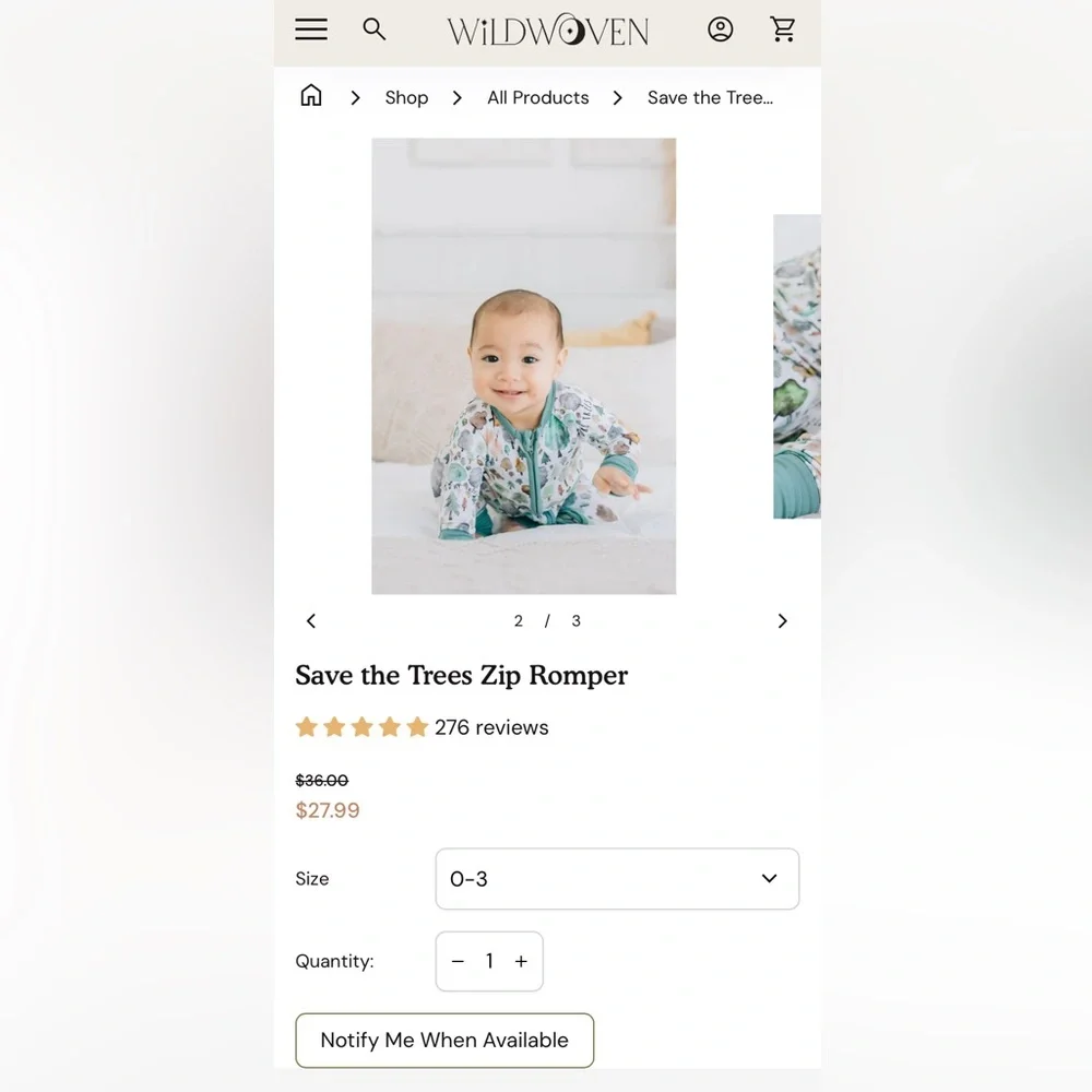 Wild Woven (formerly Kind Thing) Save the Trees Zip Romper - Picture 10 of 11
